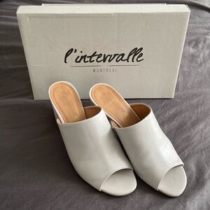 Grey Leather Mules Size 39